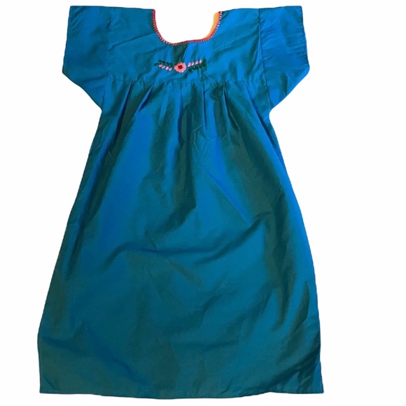 ARTESANIAS F.R. INC. BLUE FLORAL EMBROIDERED DRESS - Picture 4 of 5